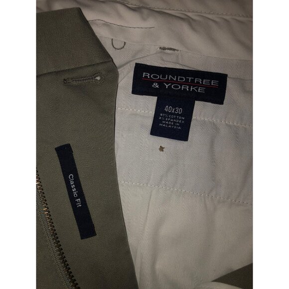 ROUNDTREE & YORKE -MEN'S CLASSIC FIT  97% COTTON TAN DRESSPANTS SIZE 40X30 - Picture 4 of 7